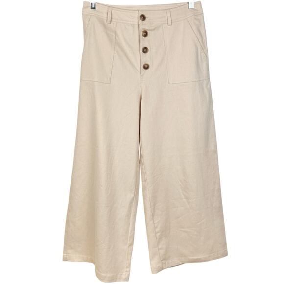 NEW Francesca's Cream Culotte Pants M Wide Leg Crop - Picture 3 of 8